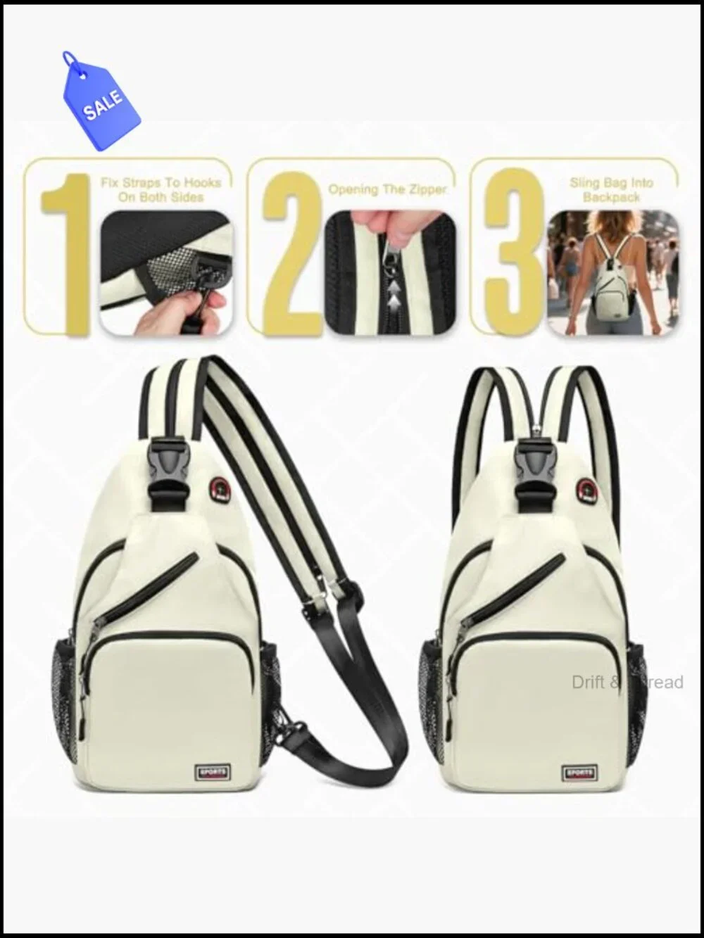Convertible Sling Crossbody Mini Backpack with Tablet Pocket Headphone Jack